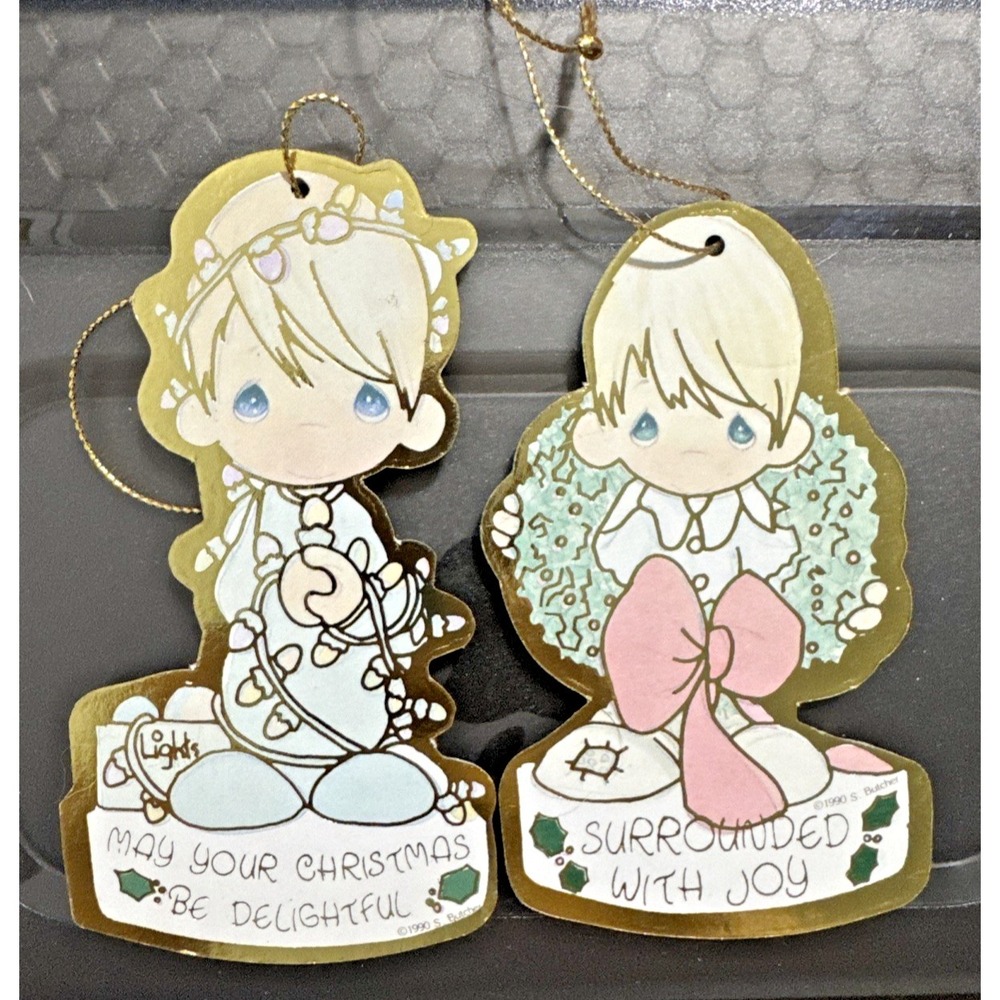 Enesco Precious Moments  Cardboard Christmas Tree Ornaments.‎ Set of 9